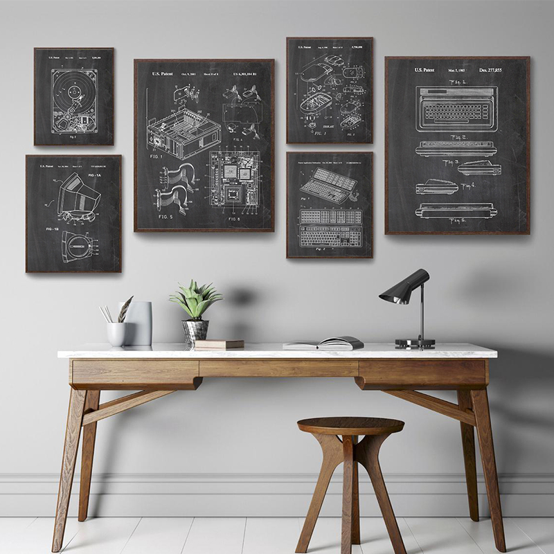 Tech Office Wall - 6 Buah Set Seni Dinding Paten