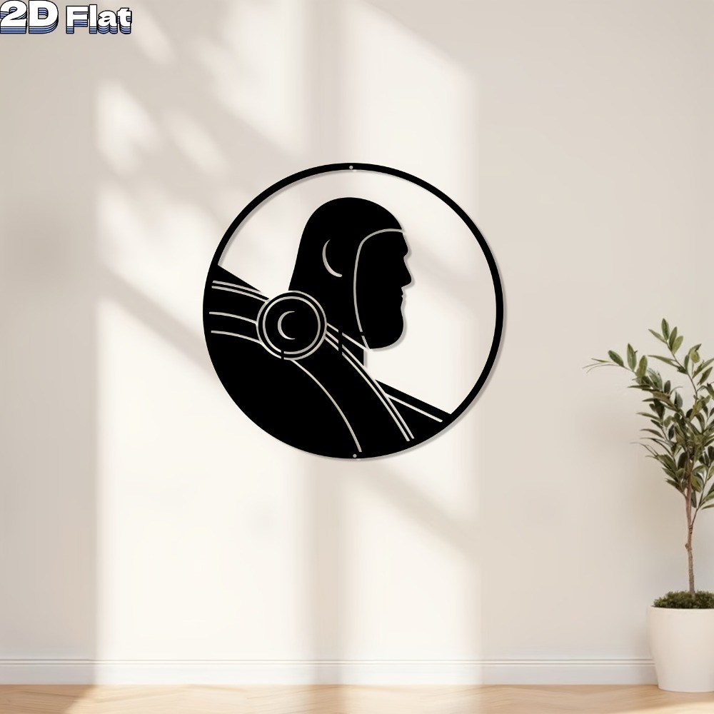 Tech Office Wall - 1pc Seni Dinding Plat Aluminium Robot