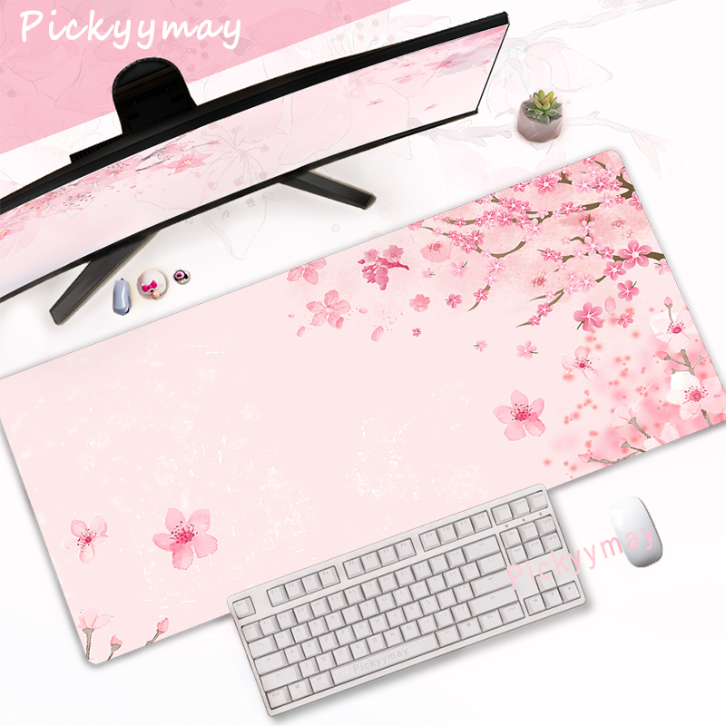 Office Desk Tech Accessories - Alas Tetikus Bunga Sakura Merah Muda