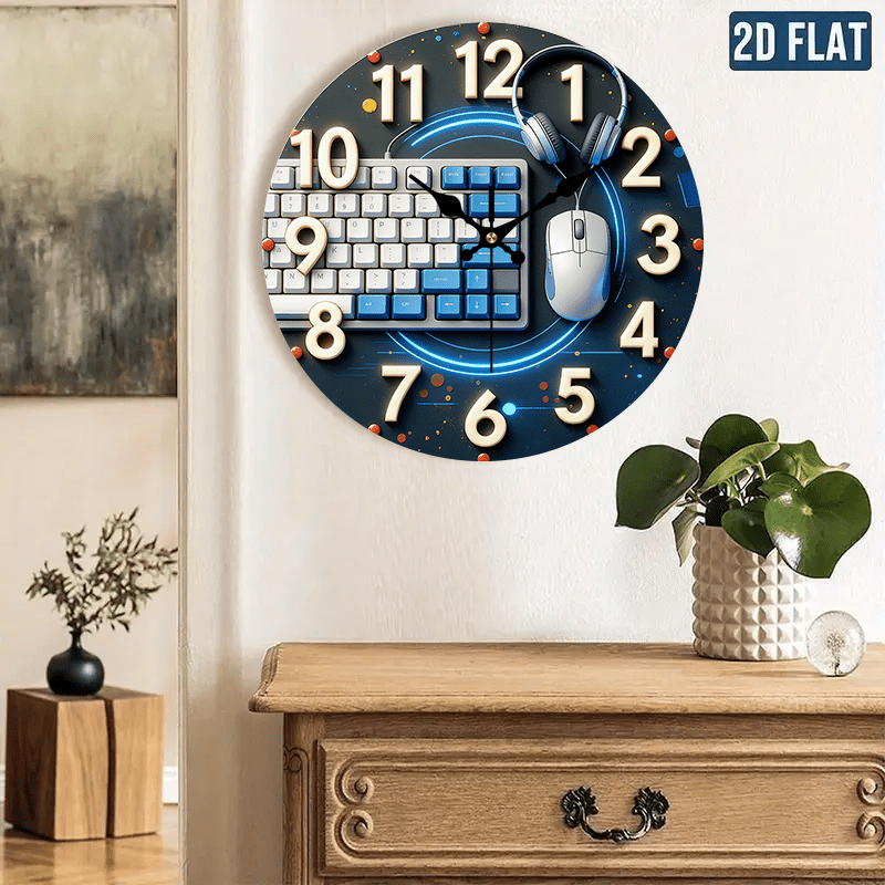 Tech Office Wall - Jam Dinding Kayu Bergaya Teknologi, 1