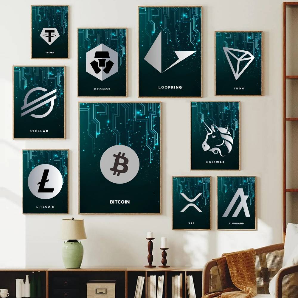 Poster Simbol Kripto Sirkuit T - Tech Office Wall ulasan dan harga