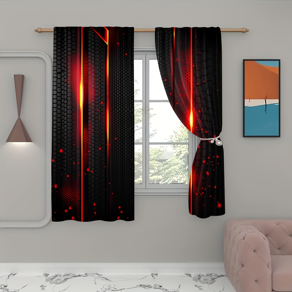 2pcs Tirai Lava Hitam Merah Mo - The Office Tech ulasan dan harga